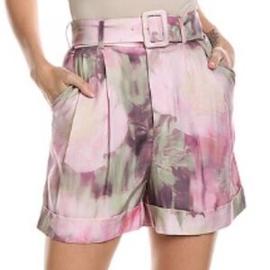 NWT! Ted Baker Printed Tailored Short - Pink Floral Multicolor Short with Belt